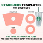 Full Wrap Template For 24 oz Starbucks Venti Cold Cup With Logo Cutout,Cut File,PRE-SIZED MEASREMENTS