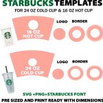 starbucks cup full wrap template svg for starbucks 24 OZ venti cold cup & 16 OZ Grande Hot cup dimensions cup