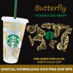 Full Wrap Butterfly Starbucks Svg Butterfly Starbucks Cup Svg For Starbucks 24 OZ Cold Cup