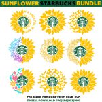 Sunflower Butterfly SVG EPS,DXF,PNG,For Starbuck Venti 24 oz Cold Cup