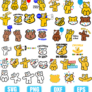Pudsey Bear,Children in need svg,Red Nose Day,charity raising SVG