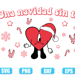 Una Navidad Sin Ti SVG,Bad Bunny heart svg,Bad Bunny Navidad