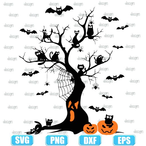 Black Cat Halloween Tree