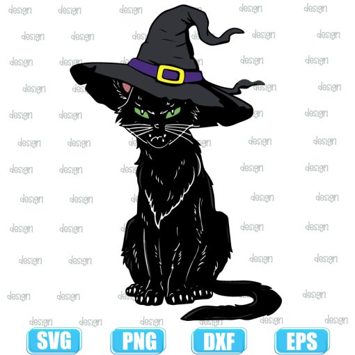 Black Cat With Witch Hat
