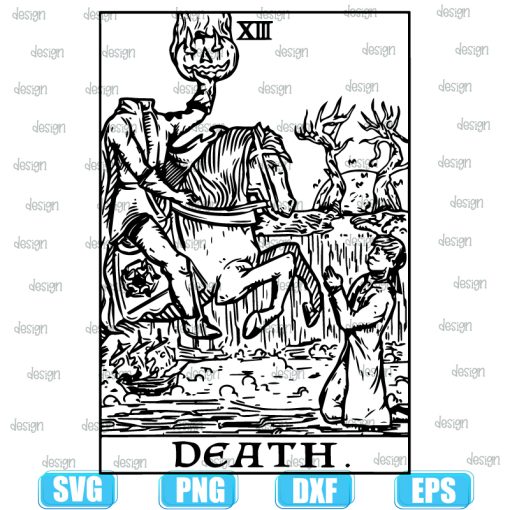 Death Tarot Card Headless Horseman Gothic Halloween Spooky