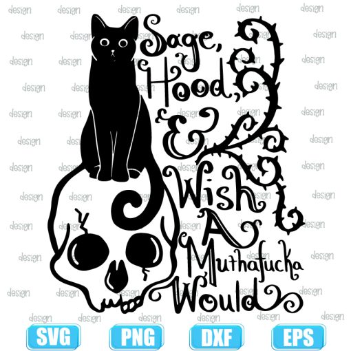 Halloween SVG Black Cat On Skull