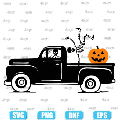 Skeleton Truck Pumpkin Halloween