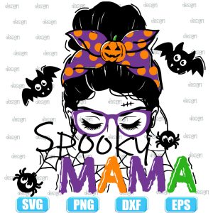 spooky mama messy bun halloween,halloween svg,halloween svg images