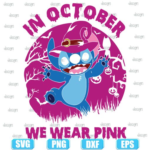 Stitch In October We Wear Pink Halloween