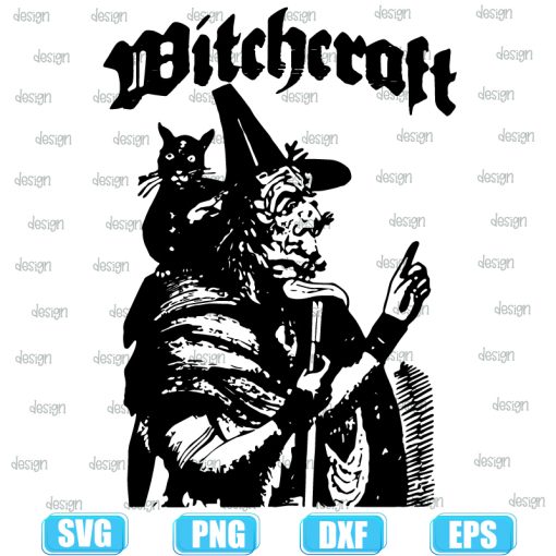 witchcraft spooky witch with black cat halloween