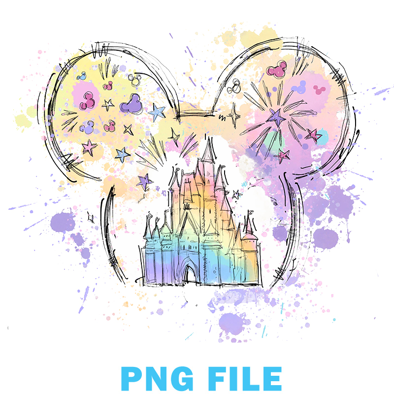 Watercolor Castle Clipart Png,Mouse Ear Castle Png,Retro Colorful Castle Png,Magic Kingdom Png